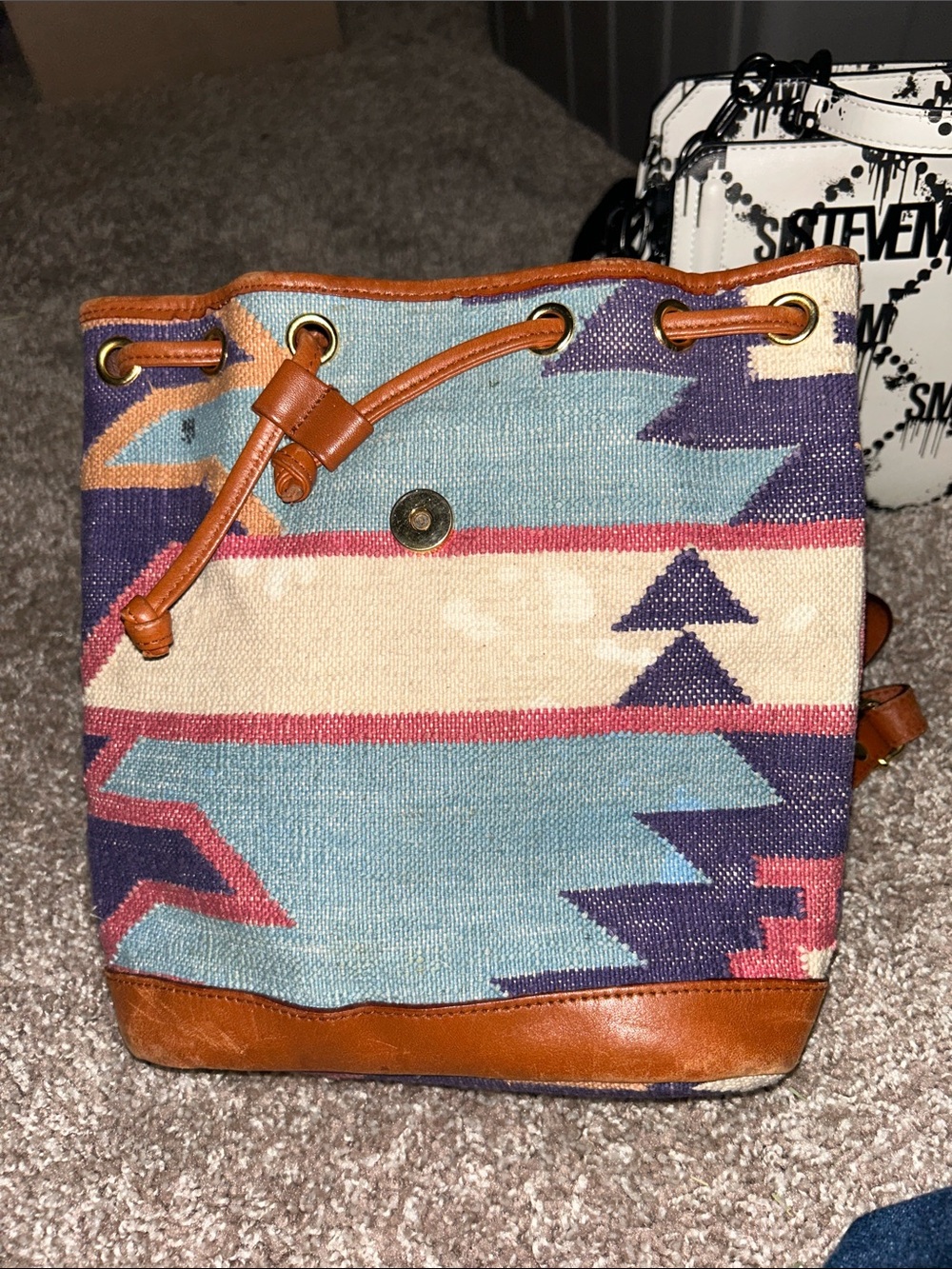 Boho Aztec Drawstring Backpack - Multi Color - Picture 4 of 4